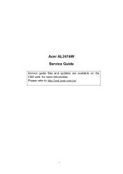 Acer AL2416 AL2416W Service Guide