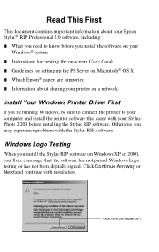 Epson 2200 Read This First (Epson StylusRIP Professional 2.0 Software)