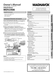 Magnavox MDV2400 Owners Manual