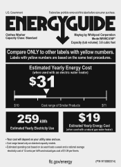Maytag MVWC416FW Energy Guide