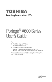 Toshiba A605 P200 Toshiba User's Guide for Portege A600