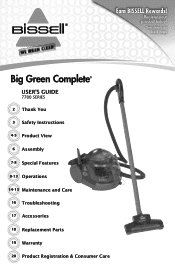 Bissell Big Green Complete® Deep Cleaner/Vacuum 7700 User Guide - English