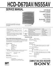 Sony HCD-D670AV Service Manual