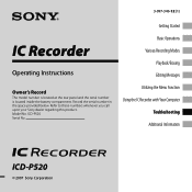 Sony ICD-P520 Operating Instructions