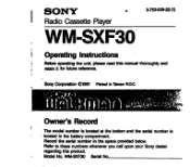 Sony WM-SXF30 Users Guide