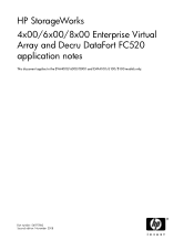 HP EVA4000/6000/8000 HP StorageWorks 4x00/6x00/8x00 Enterprise Virtual Array and Decru DataFort FC520 application notes (5697-7862, November 2008)