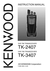 Kenwood TK-3407 Operation Manual