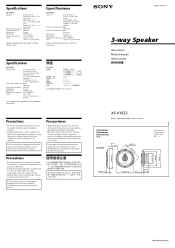 Sony XS-V1632 Primary User Manual (English/Español)