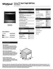 Whirlpool WOS72EC0HS Specification Sheet