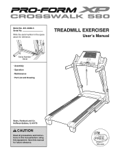 ProForm Xp Crosswalk 580 Treadmill English Manual