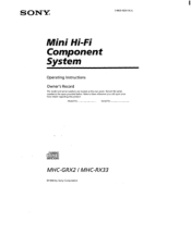 Sony MHC-GRX2 Operating Instructions