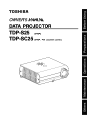 Toshiba S25U Mobile Projector TDP-S25U Users Guide