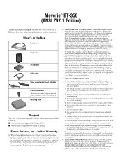 Epson Moverio BT-350 ANSI Z87.1 Edition Warranty Statement - ANSI Z87.1 Edition