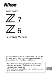 Nikon Z 7 Reference Manual for customers in Asia Oceania the Middle East and Africa
