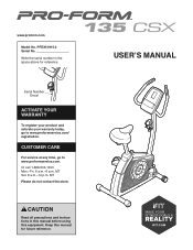 ProForm 135 Csx Bike English Manual