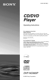 Sony DVP-NC665P Operating Instructions  (DVD player for HT system)