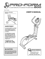 ProForm Cardio Crosstrainer 800 English Manual