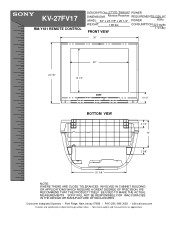 Sony KV-27FV17 Dimensions Diagrams (front & bottom view)