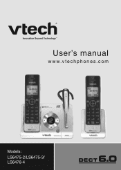Vtech Two Handset DECT 6.0 Expandable Cordless Phone with One DECT 6.0 Cordless Headset  Push-To-Talk & HD Audio User Manual (LS6475-3 User Manual)