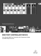 Behringer MIDI FOOT CONTROLLER FCB1010 Spec Sheet