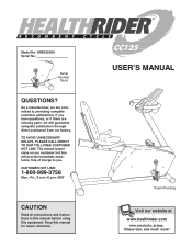 HealthRider Cc125 Bike English Manual