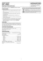 Kenwood SP-990 User Manual