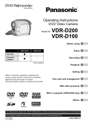 Panasonic VDR D100 Dvd Camcorder-english/spanish