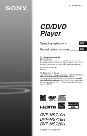 Sony DVP-NS710H/B Operating Instructions