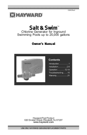 Hayward Salt & Swim Salt & Swim Owner's Manual