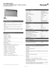 Thermador UCVM36XS Product Spec Sheet