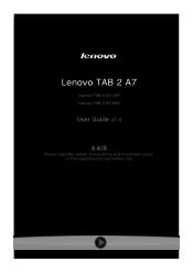 Lenovo TAB 2 A7-20 (English) User Guide - Lenovo TAB 2 A7-10F/ TAB 2 A7-20F