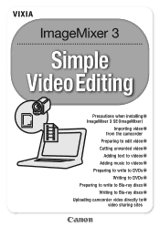 Canon VIXIA HF R100 VIXIA ImageMixer 3 Simple Video Editing