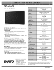 Sanyo PID-42AE1 Print Specs