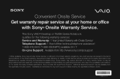 Sony VGN-FS620 Onsite Service Flyer