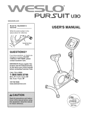 Weslo Pursuit U30 Bike English Manual