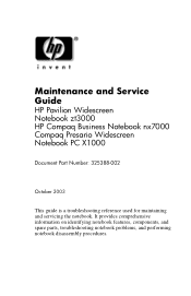 HP nx7000 HP and Compaq Notebook PC Series - Maintenance and Service Guide