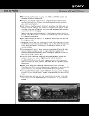 Sony CDX-GT700HD Marketing Specifications