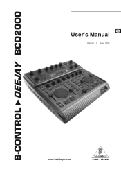 Behringer B-CONTROL DEEJAY BCD2000 Manual
