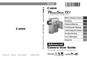 Canon PowerShot TX1 PowerShot TX1 Camera User Guide Advanced