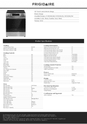 Frigidaire FCFE3062AS Product Specifications Sheet