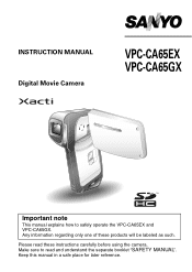 Sanyo VPC CA6 Instruction Manual, VPC-CA65EX