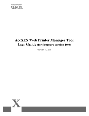 Xerox 850N AccXES Web Printer Manager Tool User Guide for AccXES (for firmware version 10.0)