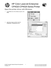 HP CP4525n HP Color LaserJet Enterprise CP4020/CP4520 Series Printer - Open the printer driver with Windows