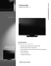 Toshiba 26AV502R Printable Spec Sheet