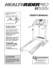 HealthRider Pro H500i Treadmill English Manual