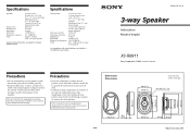 Sony XS-R6911 Primary User Manual
