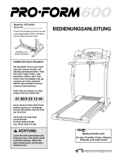 ProForm 600 Treadmill German Manual