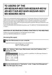 Sharp MX-M260 AR-M257 | AR-M317 | MX-M260 | MX-M310 Fax Operation Manual
