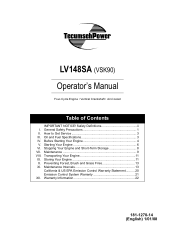 Tecumseh Products LV148SA Operator Manual