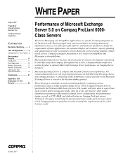 Compaq ProLiant 6000 Performance of Microsoft Exchange Server 5.0 on Compaq ProLiant 6000-Class Servers